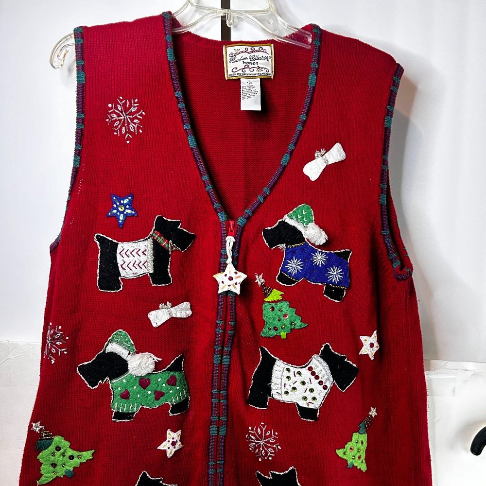 Vintage Heirloom Collectibles womens Holiday‎ Vest. Size 1x. EUC.